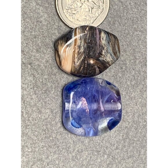 Two Unique Multicolor Lampwork Glass Beads for Jewelry Making Crafts - Picture 4 of 7